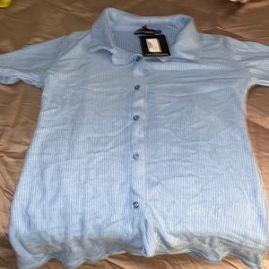 Prettylittlethings petite blue brushed soft rib short sleeve size 4 US